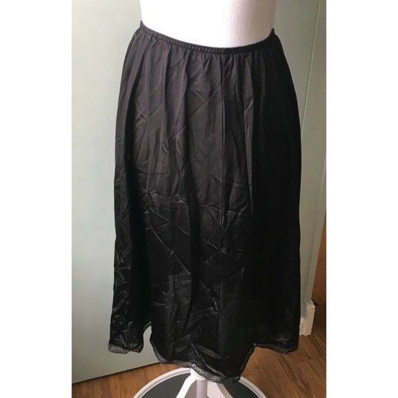 vintage Mistra black half slip lace trim nylon Medium - Picture 1 of 6